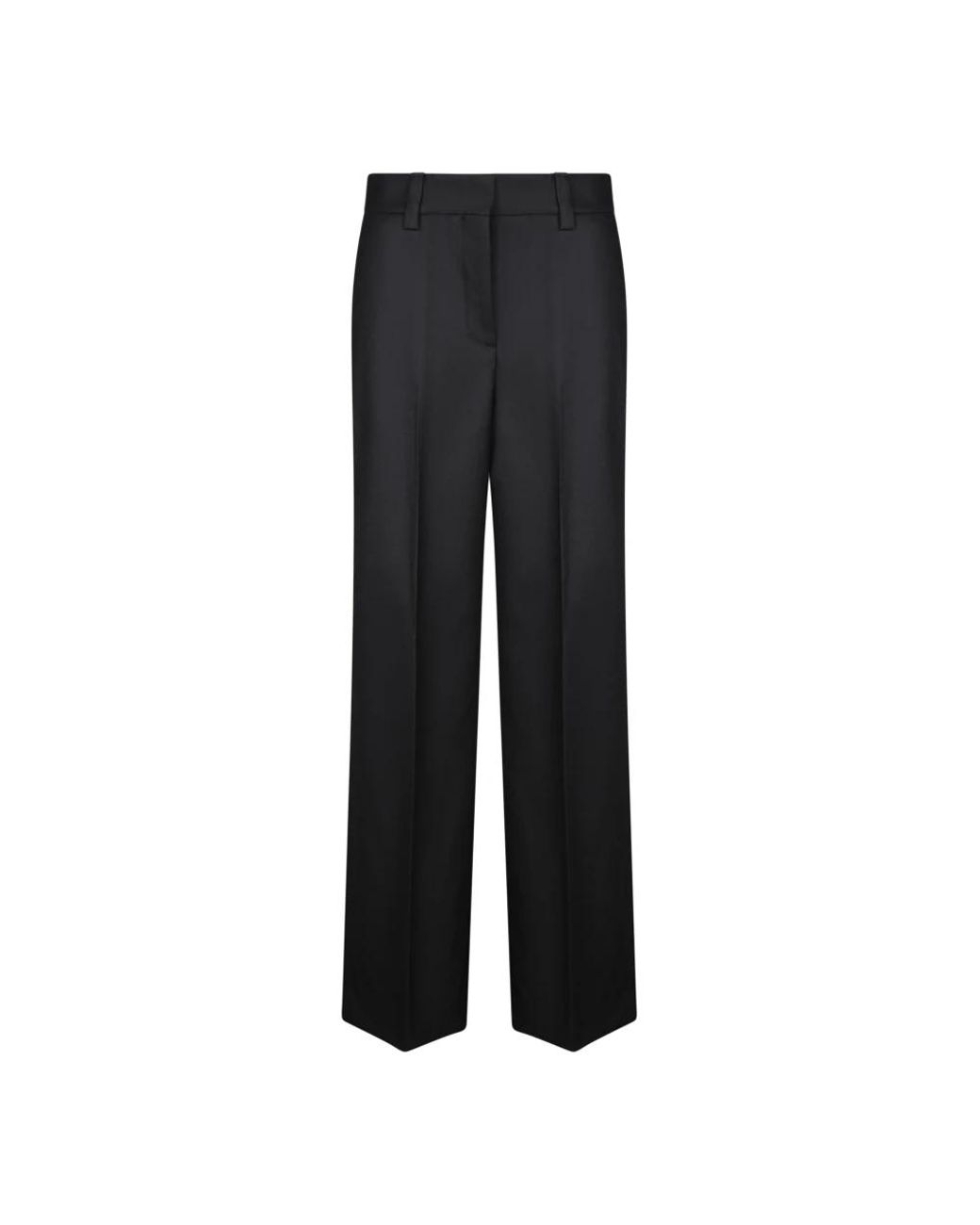 Incotex Broeken ,Zwart ,Wol D1166 Wide-Leg Broek in het Black