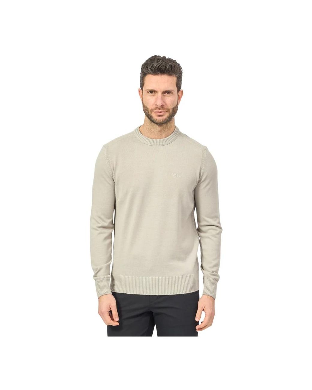 Boss Natural Round-Neck Knitwear for men