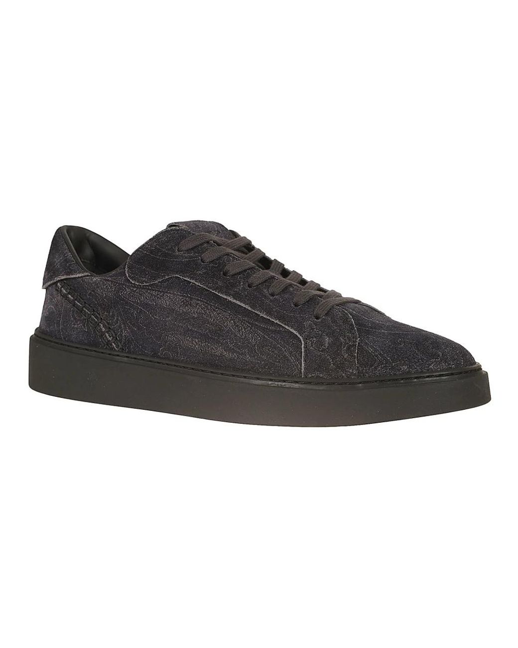 Etro Black Suede Sneakers With Arnica Motif for men