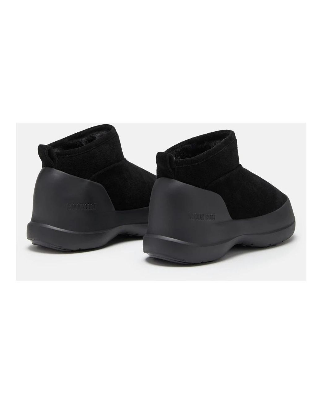 Moon Boot Black Schwarze wildleder kalbsstiefel runde zehe