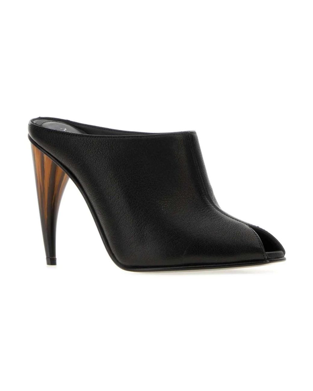 McQueen Black Heeled Mules
