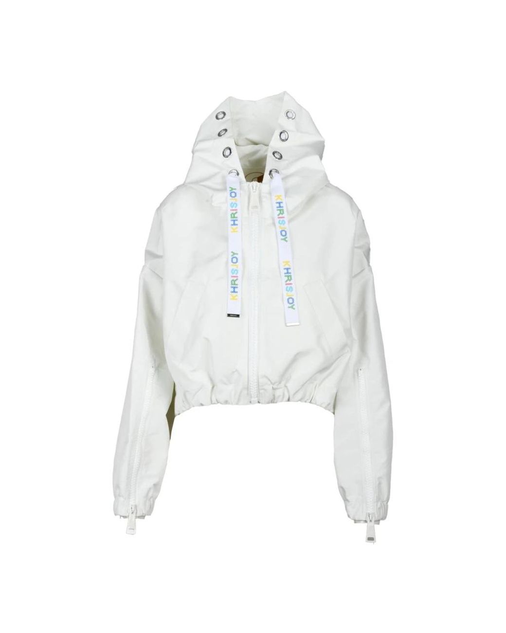 Khrisjoy Jassen ,Wit ,Polyester Crop Jas Met Rits En Zakken in het White