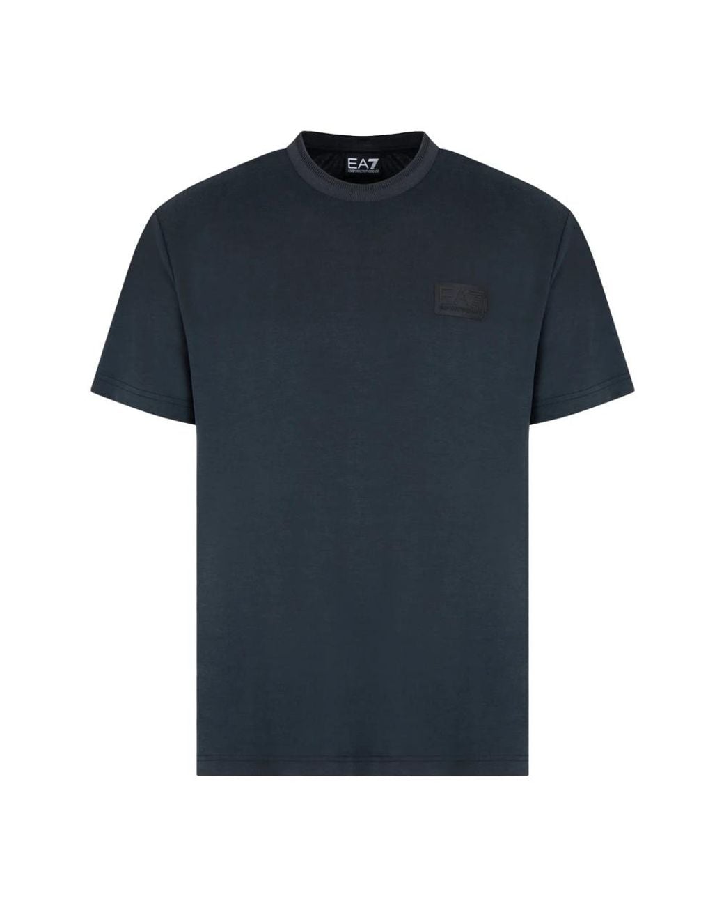 EA7 Tops ,Zwart ,Katoen T-Shirt Met Korte Mouwen in het Blue voor heren