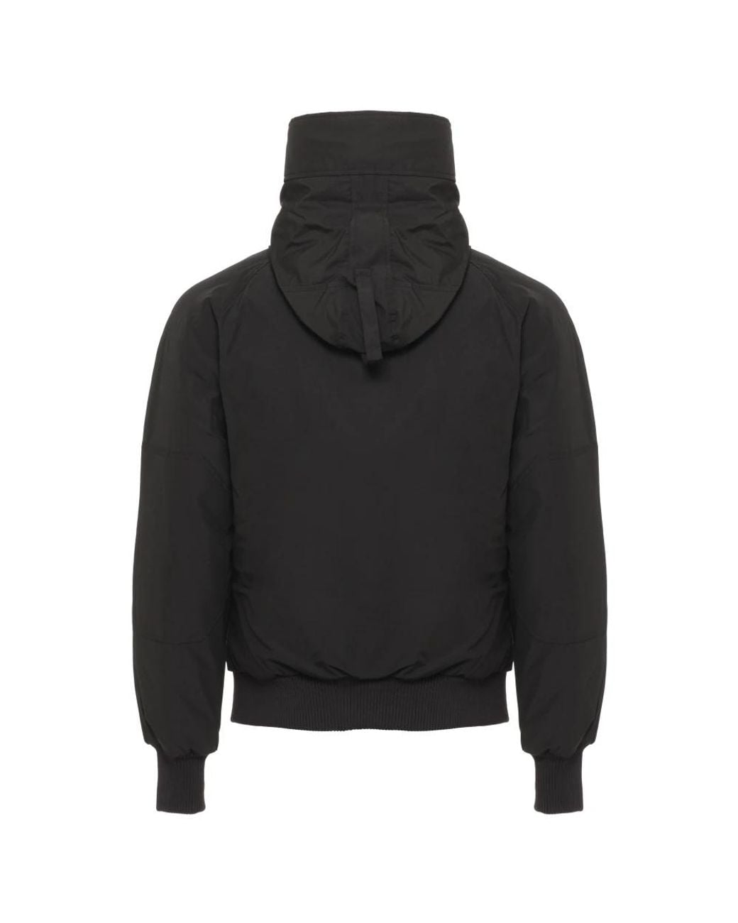Canada Goose Black High-Neck Bomber Jacket With Hood And Multi-Pocket Design for men