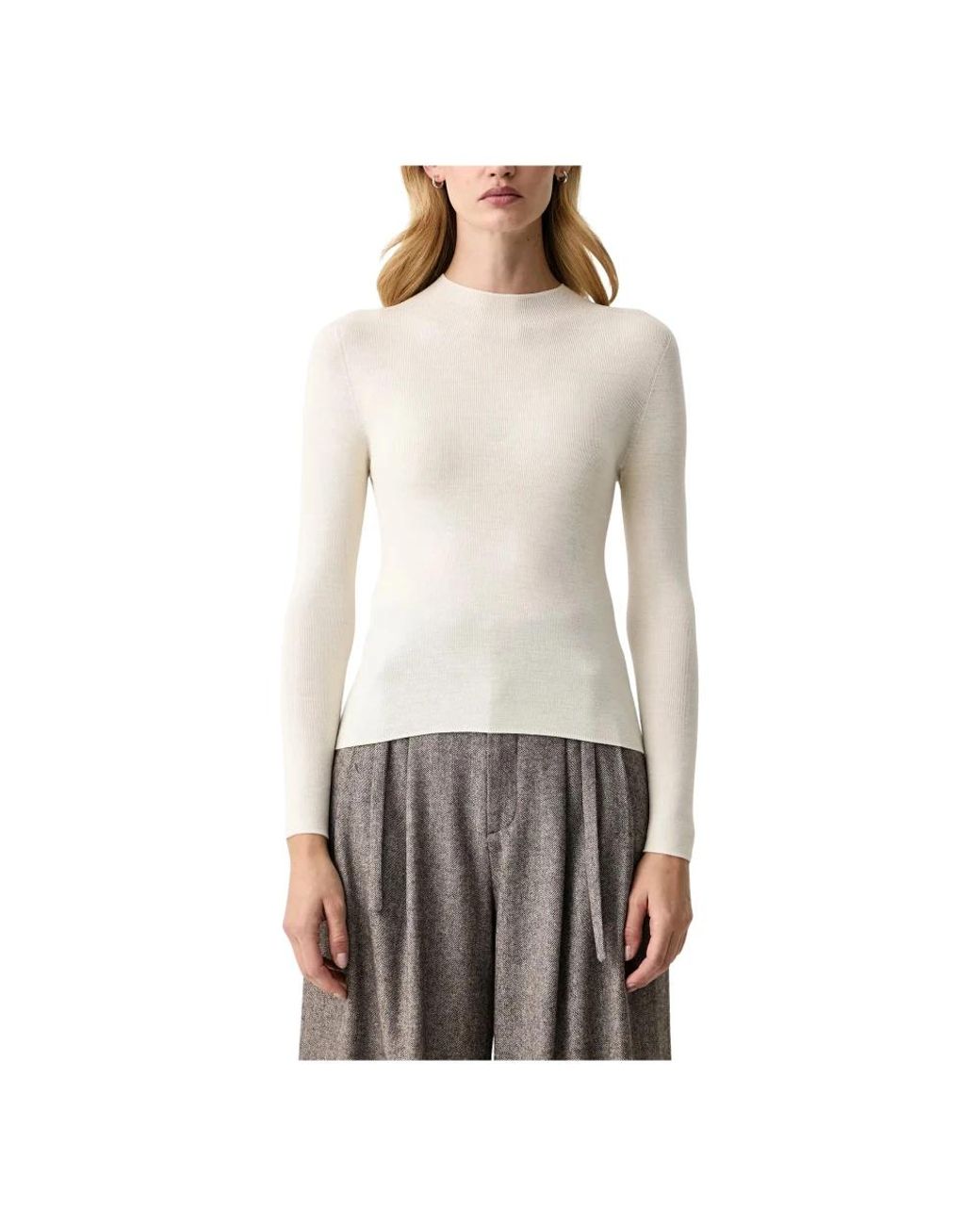 Isabelle Blanche White Pullover Mit Stehkragen
