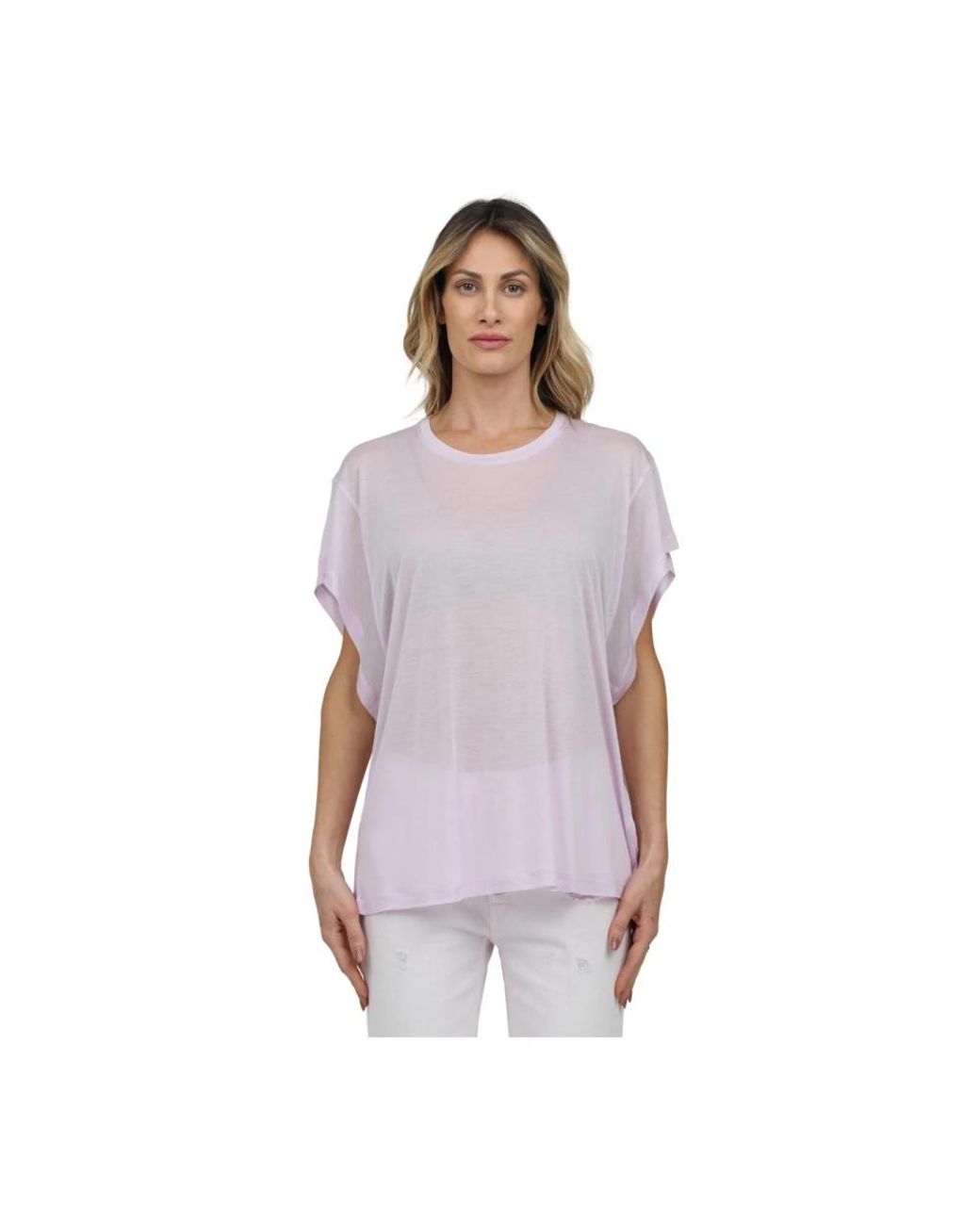 Dondup Tops ,Roze ,Jersey T-Shirt Voor Een Stijlvolle Look in het Purple