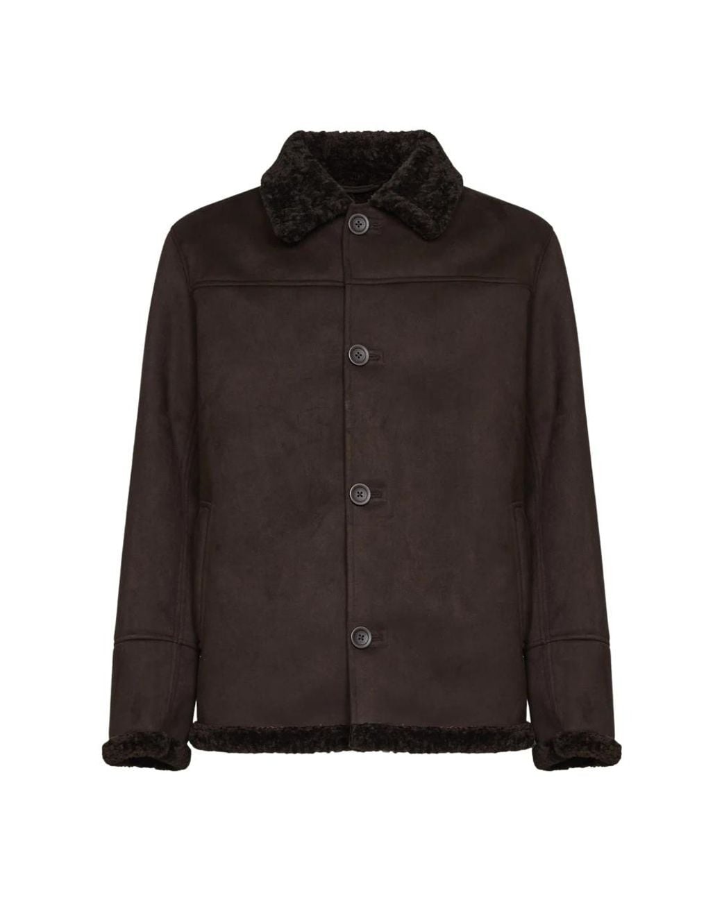 Herno Black Faux Fur & Shearling Jackets for men