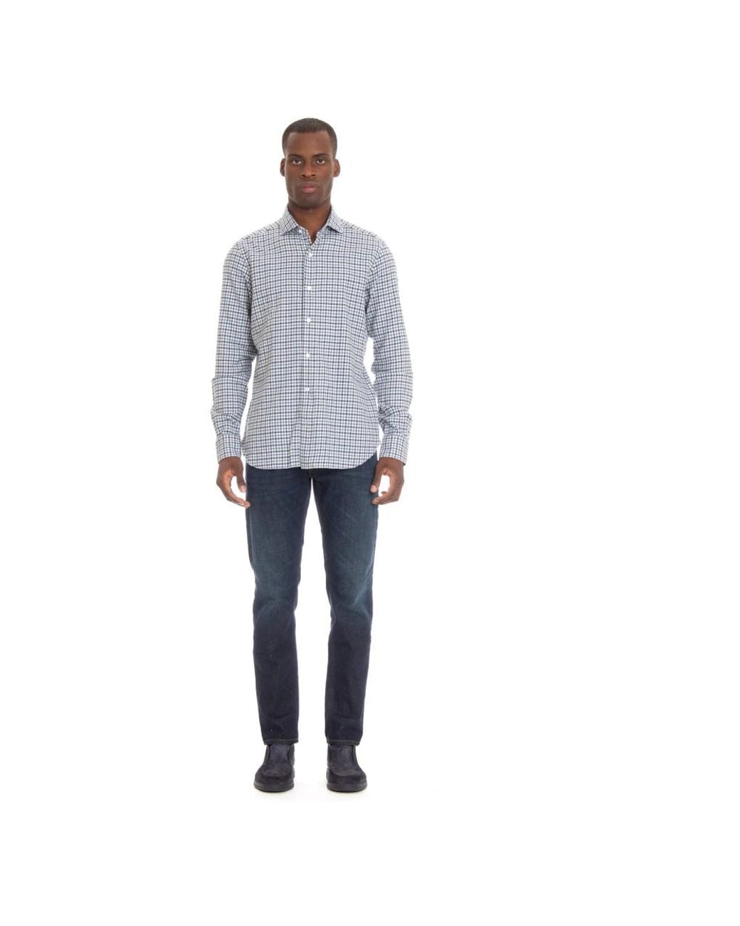 Barba Napoli Blue Casual Shirts for men