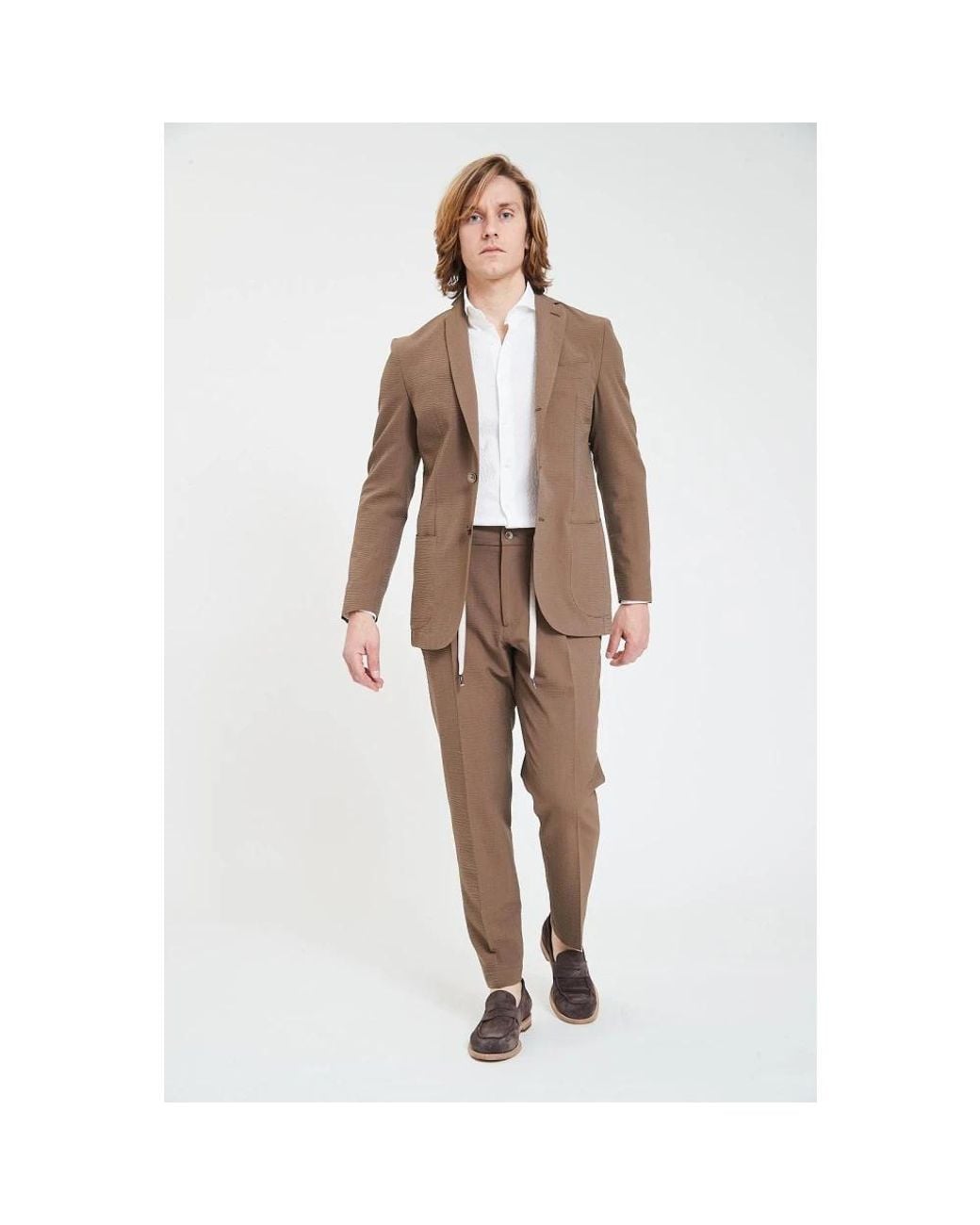 Santaniello Brown Single Breasted Suits for men