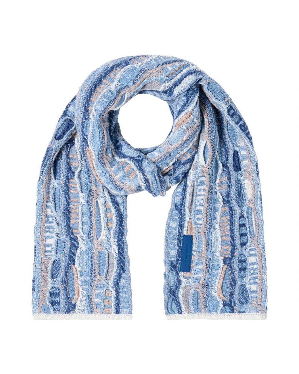 carlo colucci Blue Multicolor Knit Wool Scarf for men