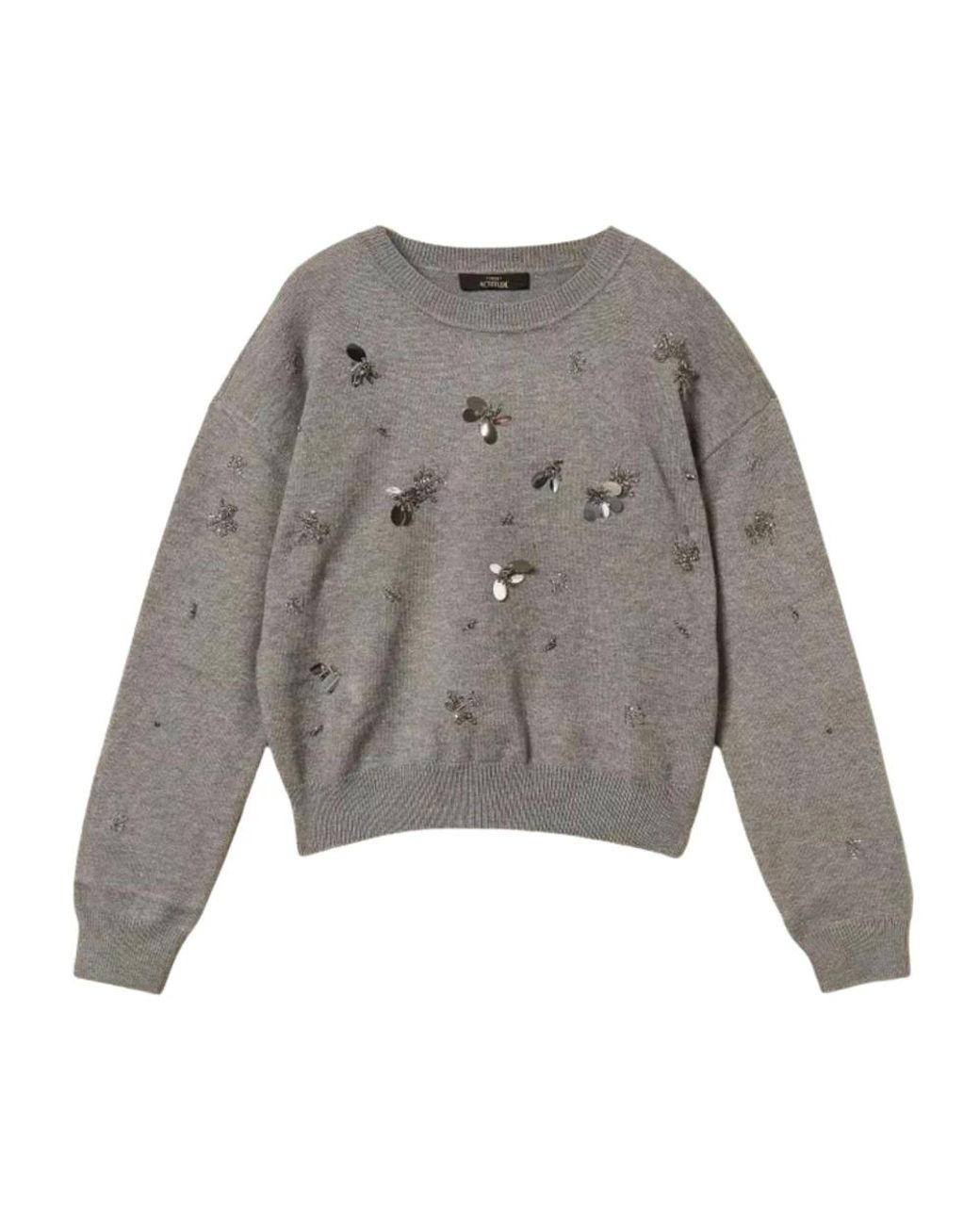 Twinset Gray Round-Neck Knitwear