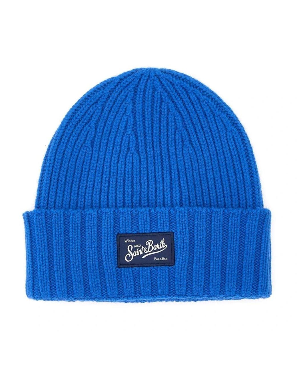 Mc2 Saint Barth Sheldon Kabelgebreide Muts in het Blue voor heren