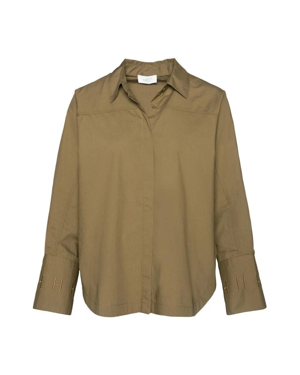 Hèst Overhemden ,Groen ,Katoen Winter Moss Geweven Blouse Shirt in het Green