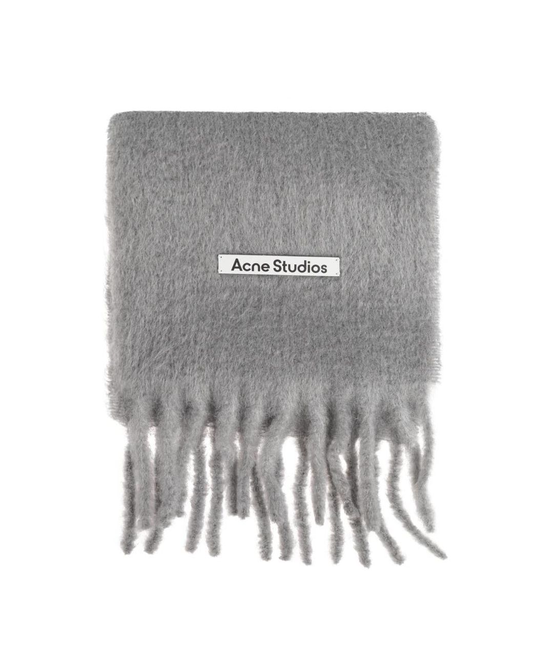 Acne Accessoires ,Grijs ,Leer Mohair Logo Scarf in het Gray