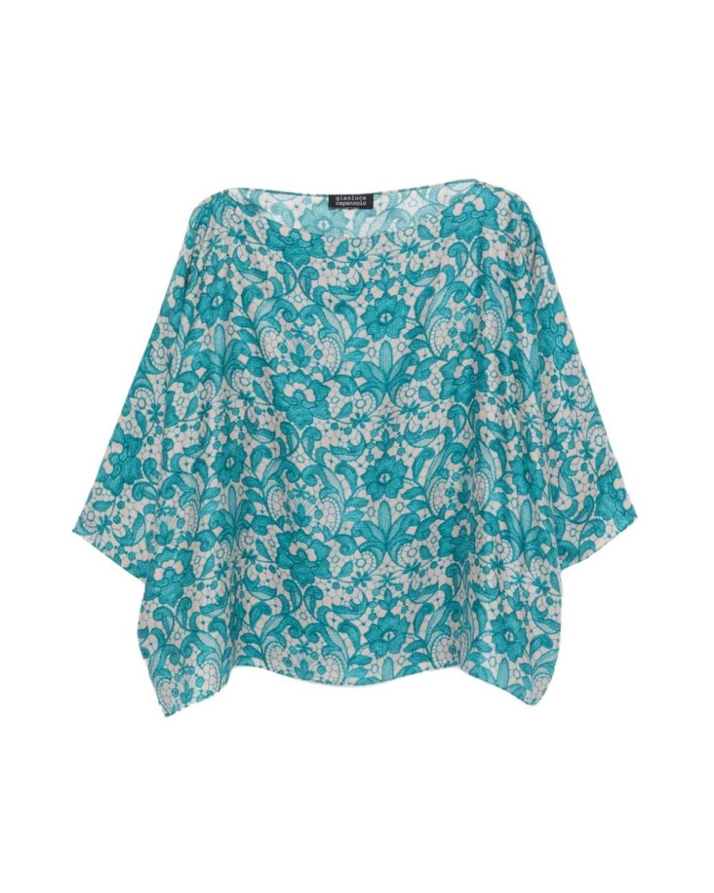 Gianluca Capannolo Overhemden ,Blauw ,Laura Gedrukte Zijden Blouse in het Blue
