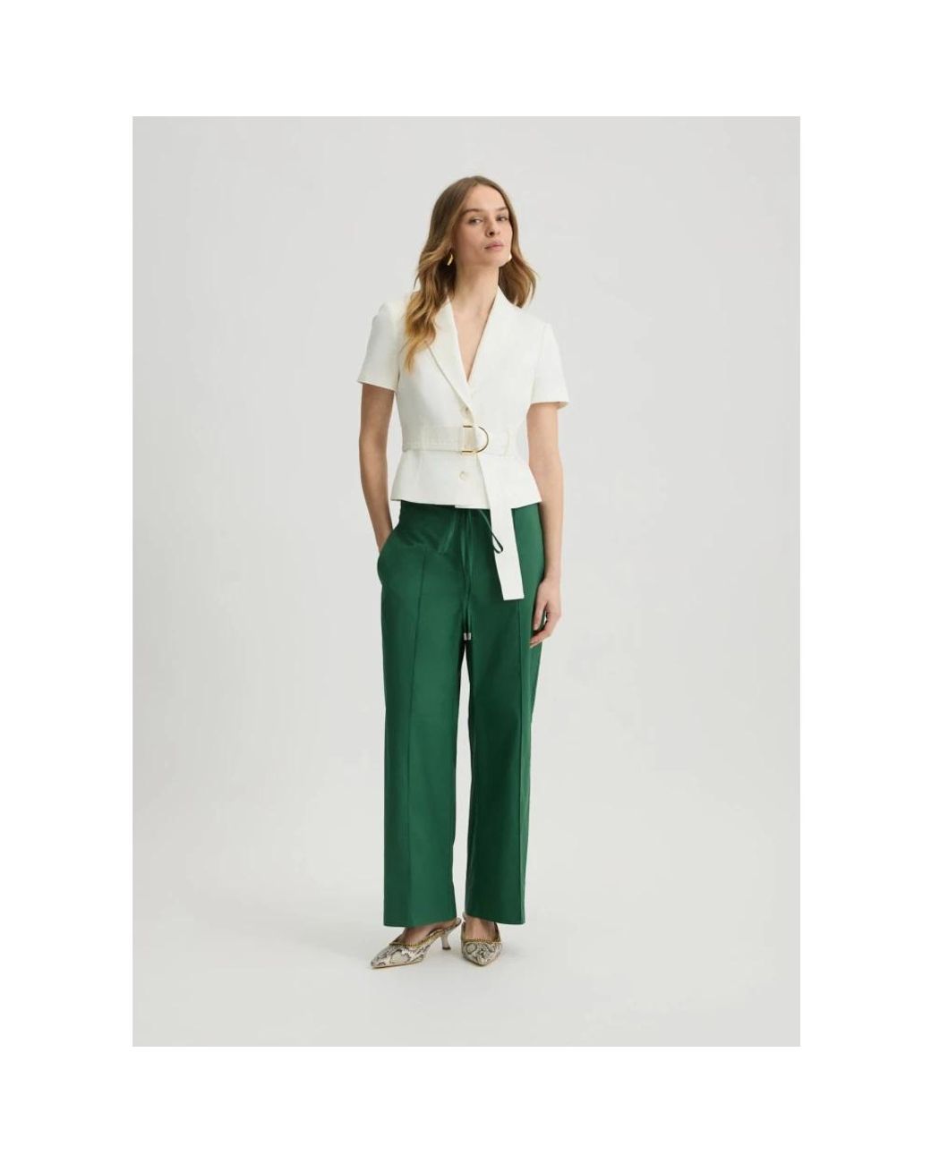 Liu Jo Green Straight Trousers