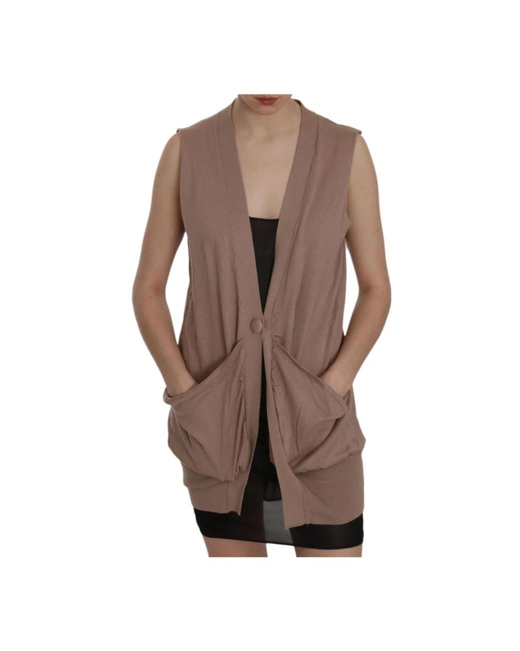 Pink Memories Truien & Vesten ,Bruin ,Katoen Stijlvolle Mouwloze Katoenen Vest Met Logo in het Brown
