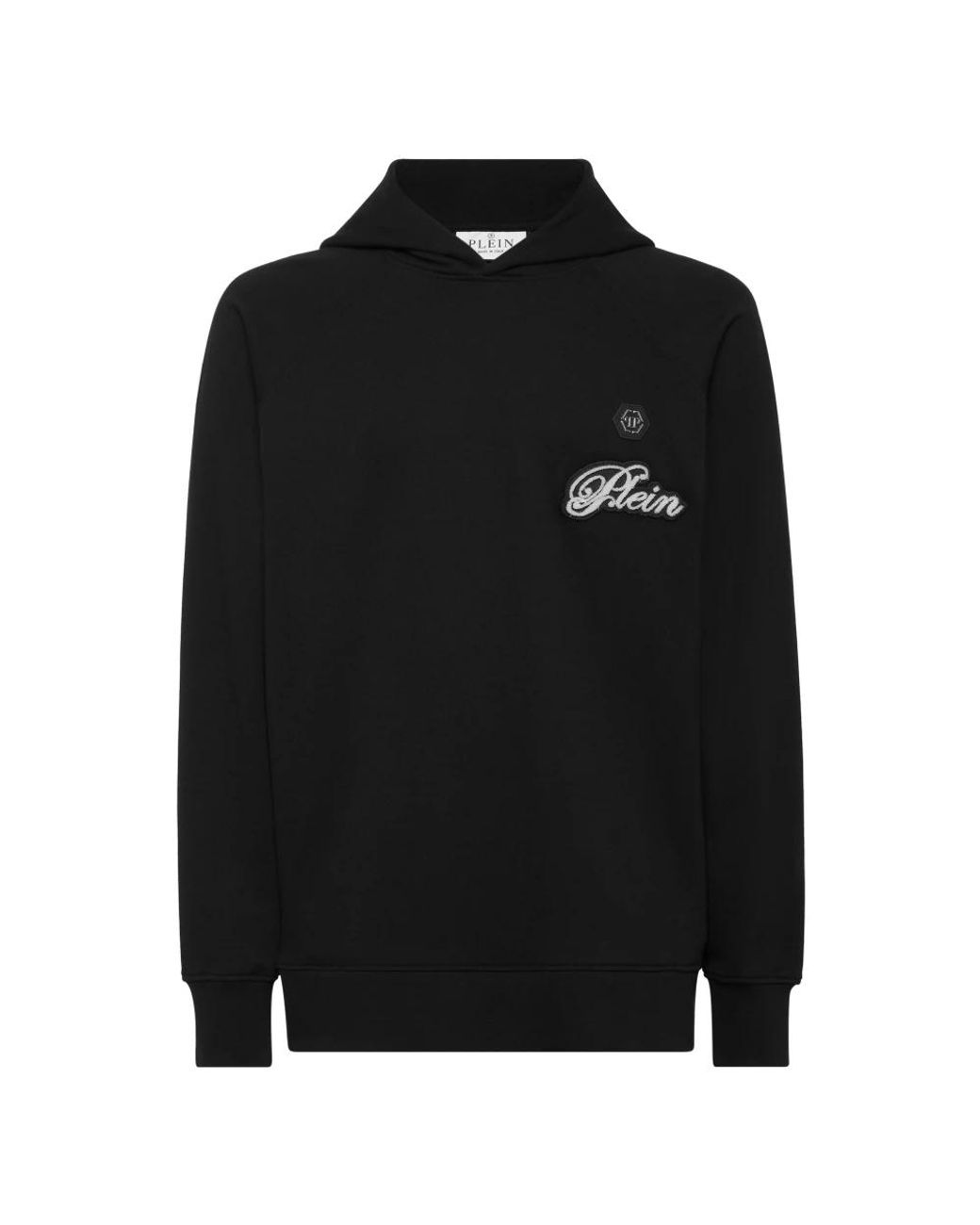 Philipp Plein Hoodies & Sweatvesten ,Zwart ,Katoen Hoodie Basic Signature in het Black voor heren