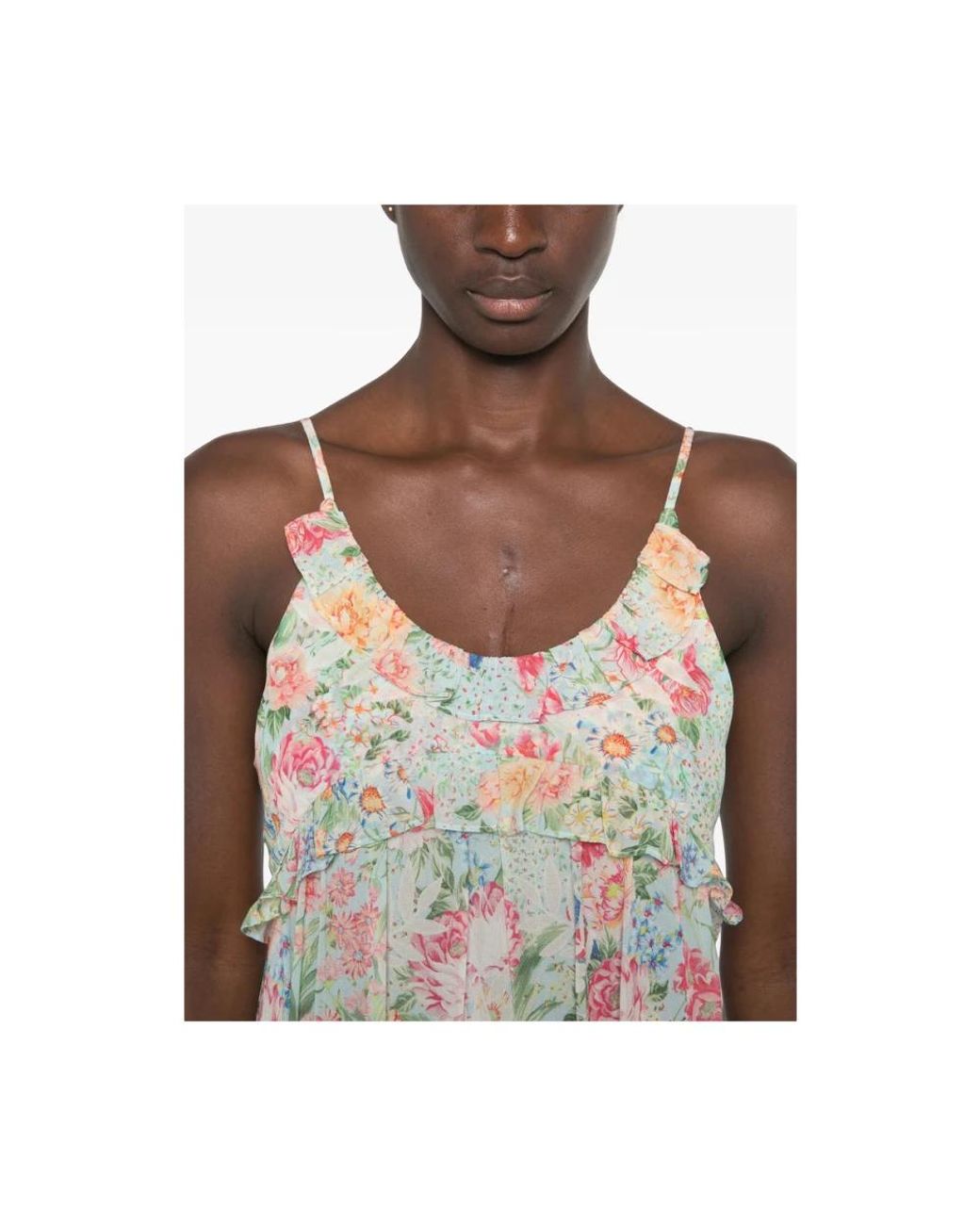 Farm Rio White Floral-Print Ruffled Dress