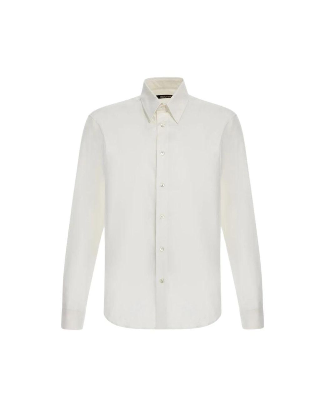 Roberto Cavalli Overhemden ,Wit ,Katoen Witte Monogram Overhemd, Italiaans Ontwerp in het White voor heren