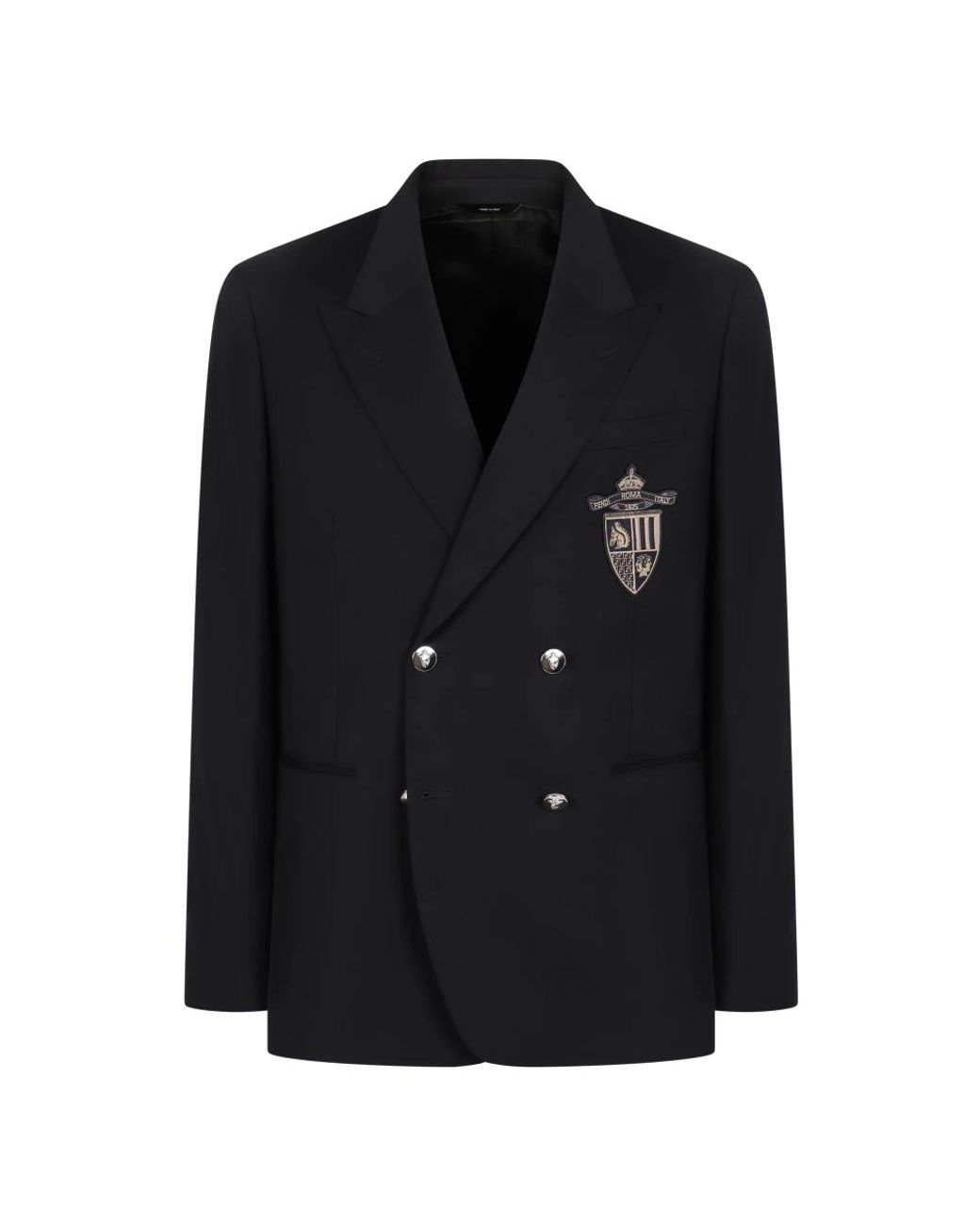 Fendi Jassen ,Blauw ,Wol Wollen Double-Breasted Jas Reverskraag in het Black voor heren
