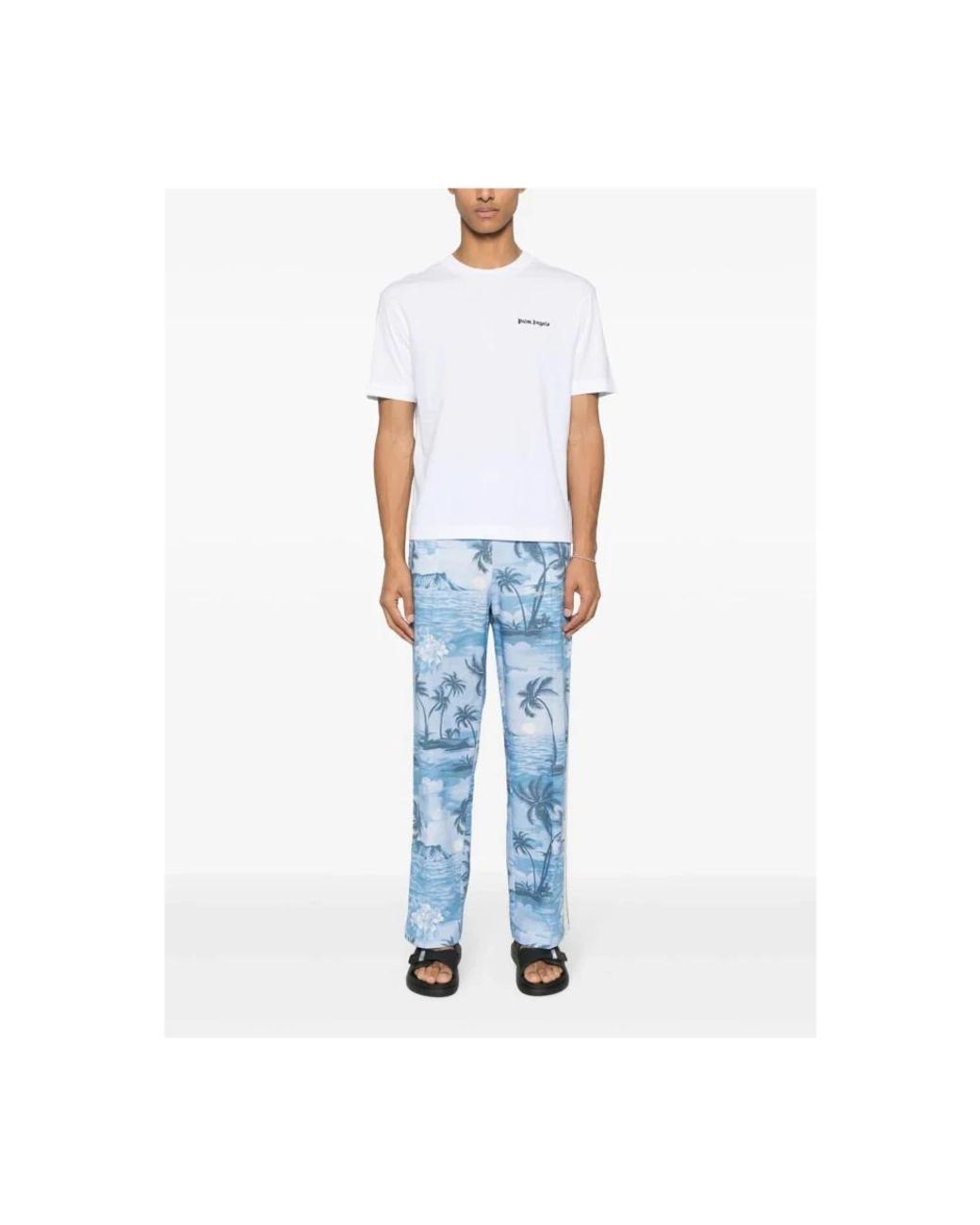 Palm Angels Blue Straight Trousers for men