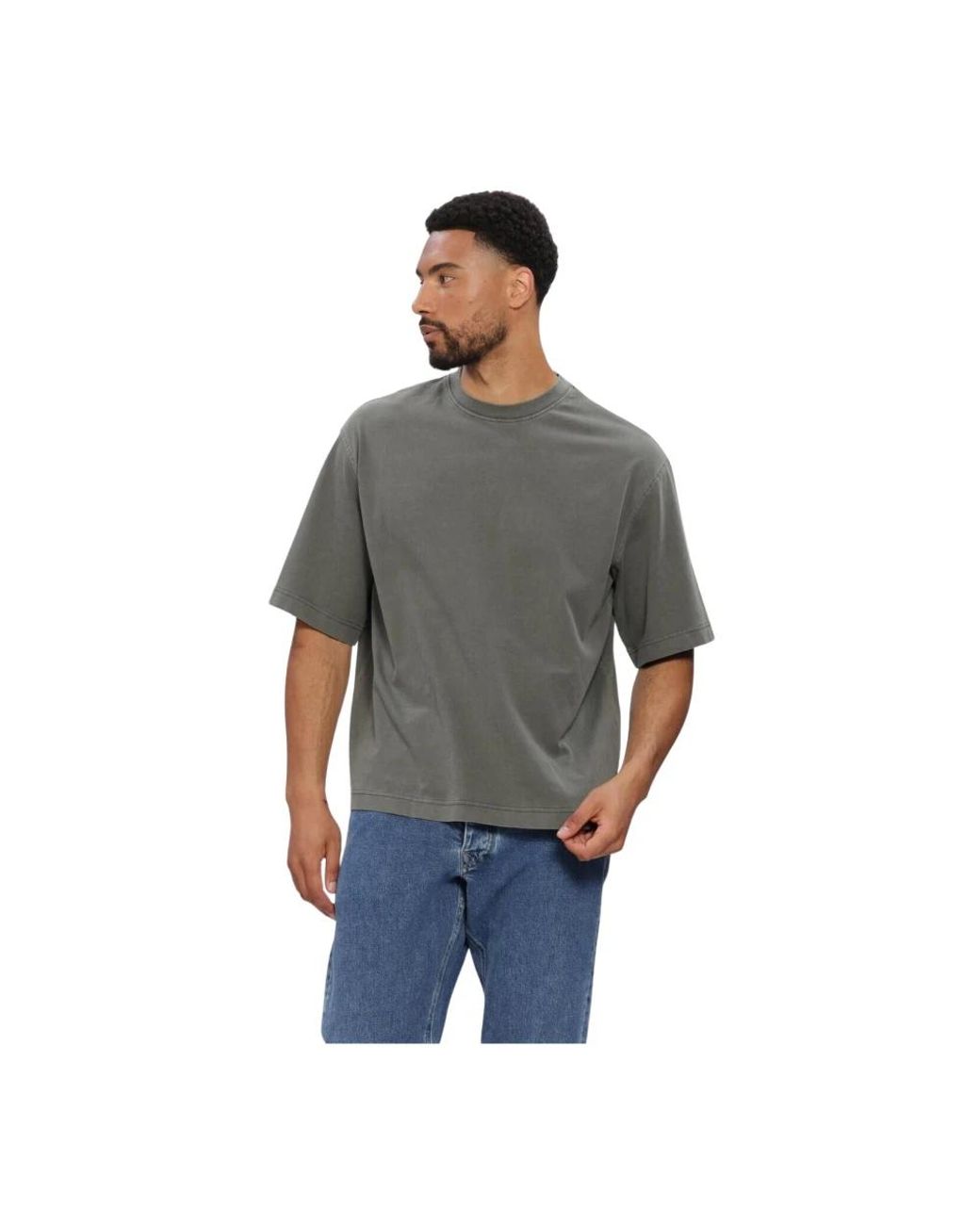 SELECTED Slhboxycory Ss O-Neck Tee in het Gray voor heren