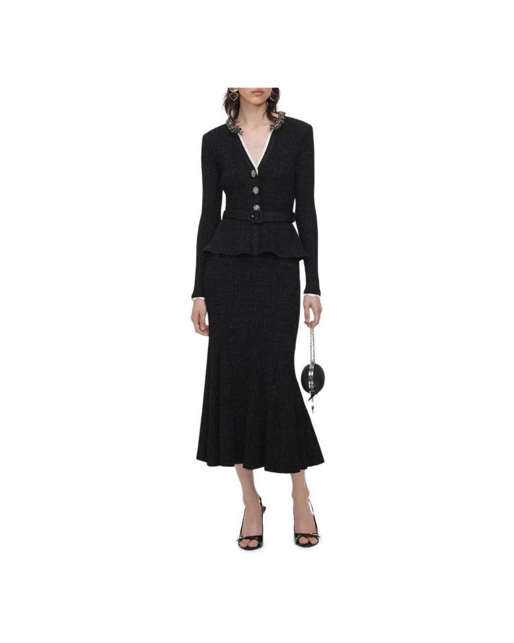 Midi Dresses Self-Portrait de color Black