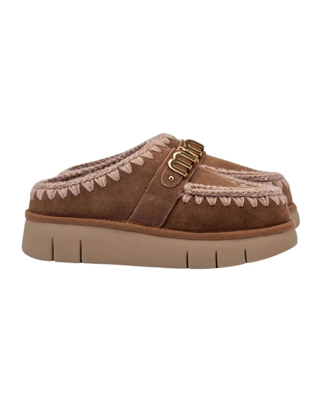 Mou Schoenen ,Bruin ,Metalen Logo Roze Bounce Klomp in het Brown