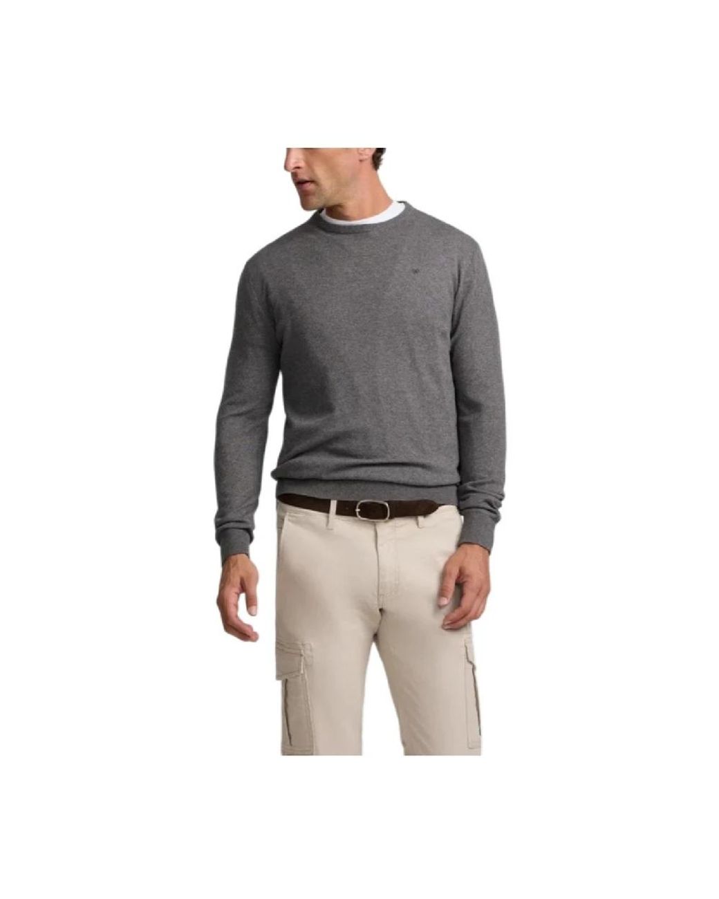 Silbon Gray Round-Neck Knitwear for men