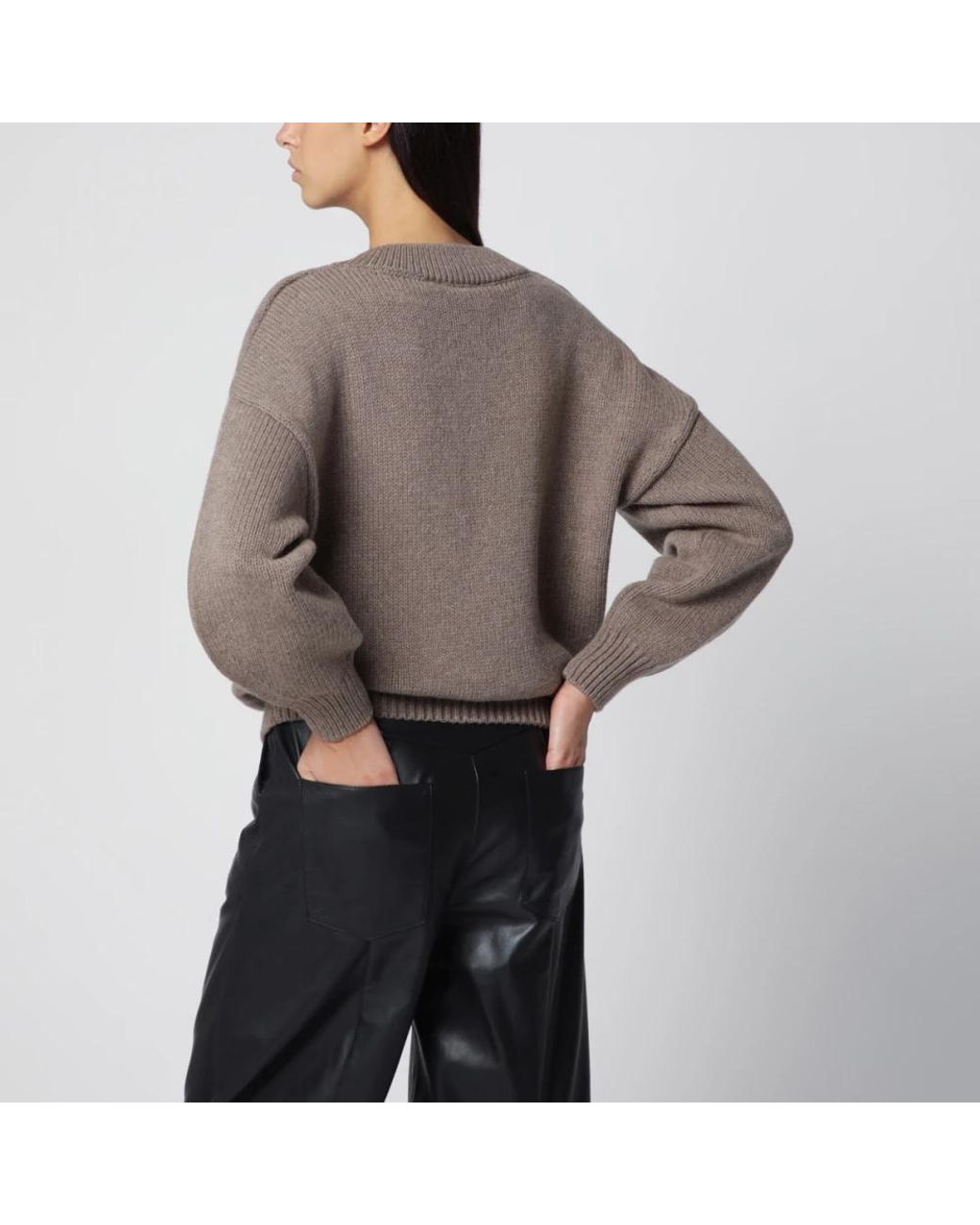 ROTATE BIRGER CHRISTENSEN Brown V-Neck Knitwear