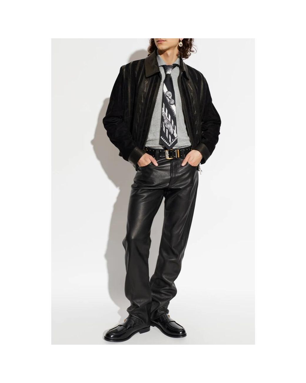 Versace Lederjacke in Black für Herren