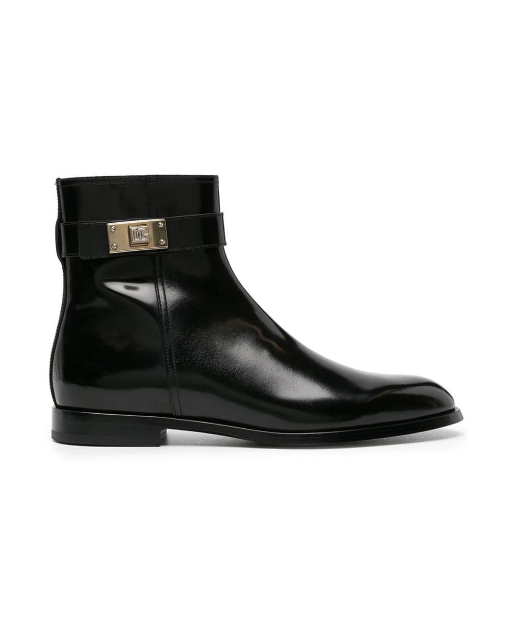 Dolce & Gabbana Black Giotto Leather Ankle Boots for men