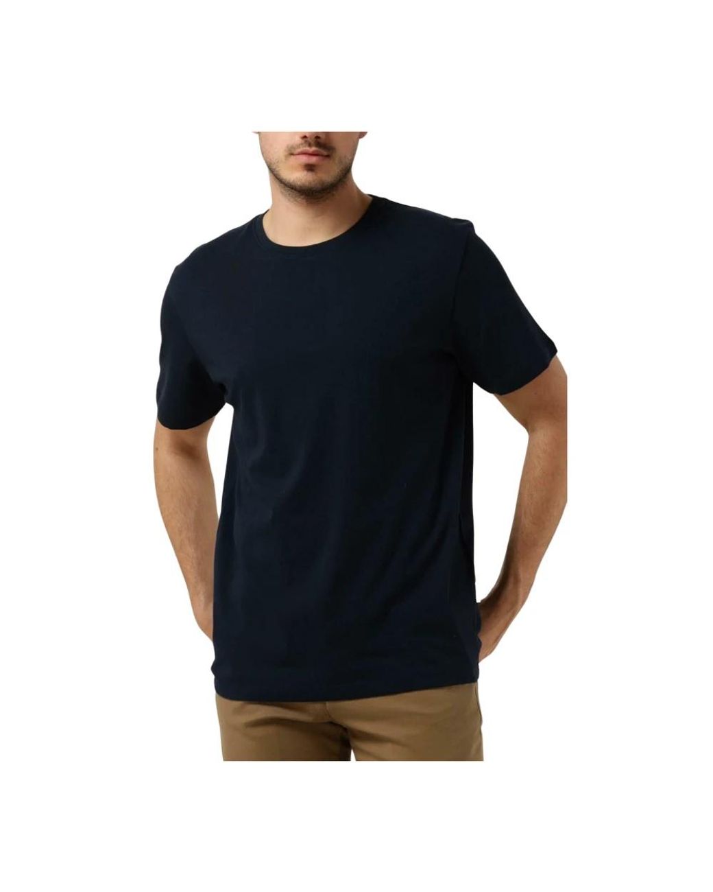 SELECTED Tops ,Blauw ,Katoen Polo & T-Shirt O-Neck Tee in het Black voor heren