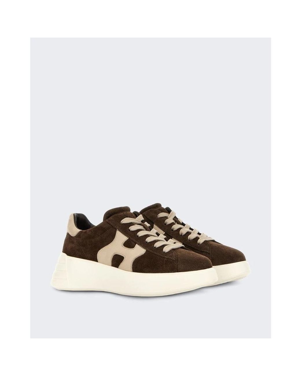 Hogan Brown Logo-Patch Platform Sneakers