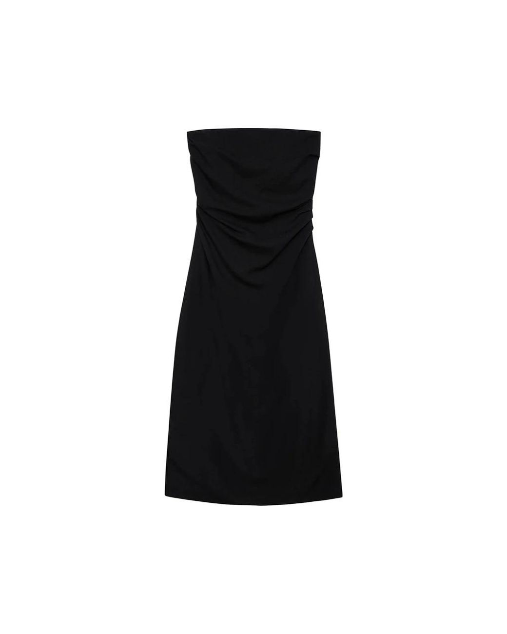 Anine Bing Strapless Gathered Midi Dress in het Black