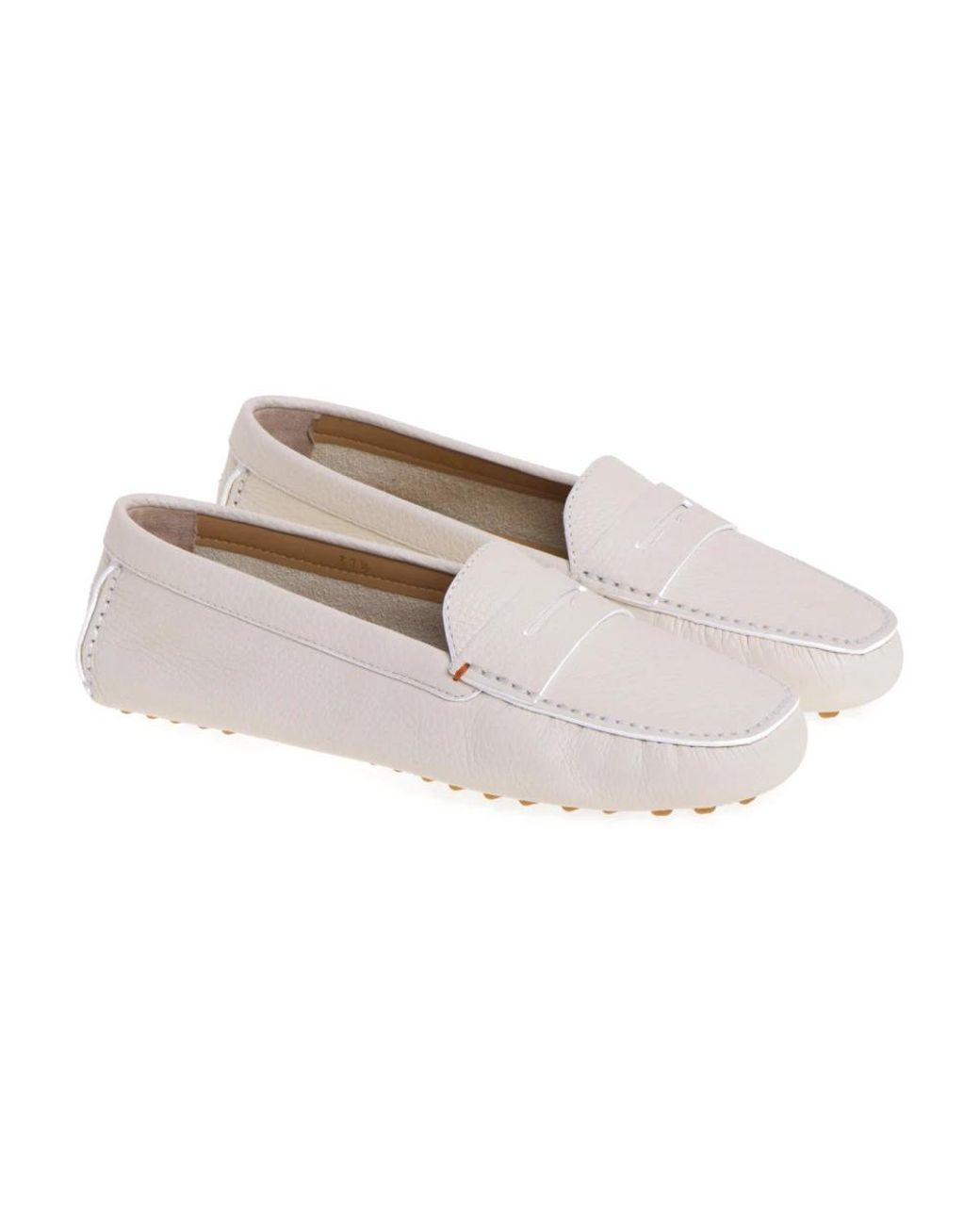 Santoni White Loafers