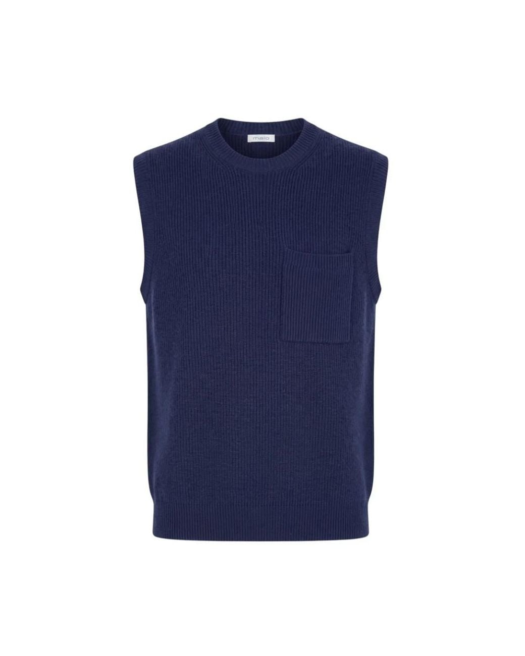 Malo Ribbed Crew-Neck Vest in het Blue voor heren