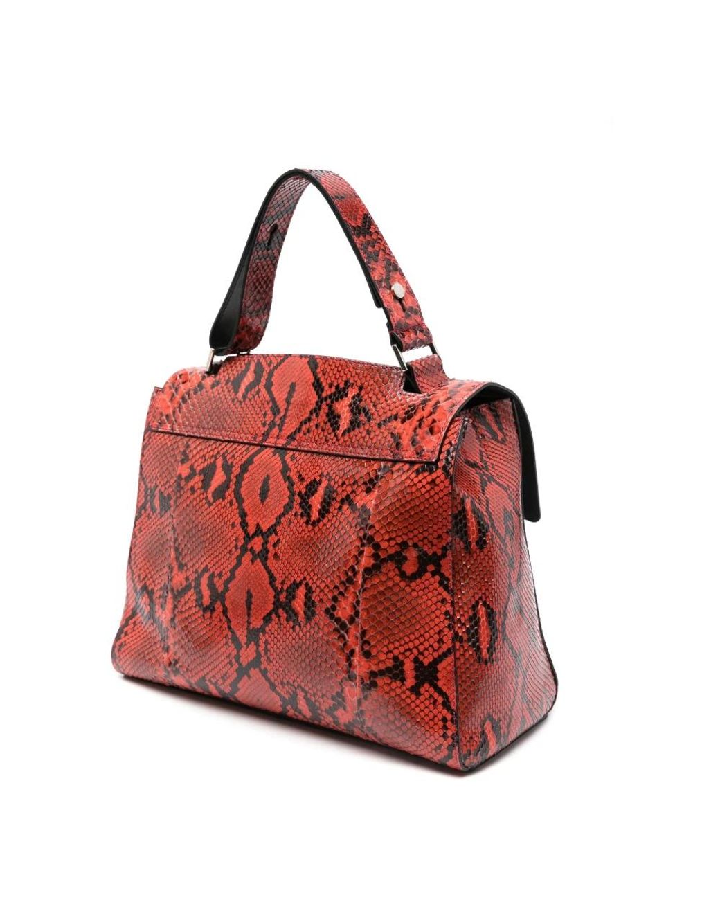 Orciani Red Sveva Phyton Effect Medium Tote Bag