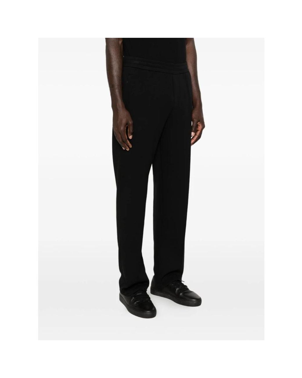 Emporio Armani Black Straight Trousers for men