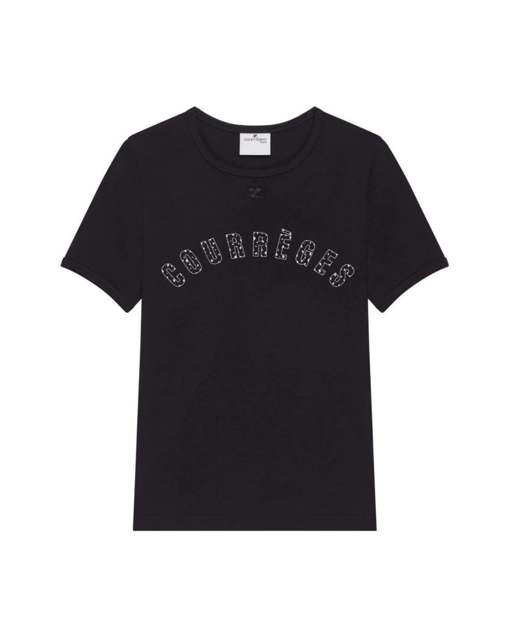 Courreges Tops ,Zwart ,Katoen Medusa Contrast T-Shirt in het Black
