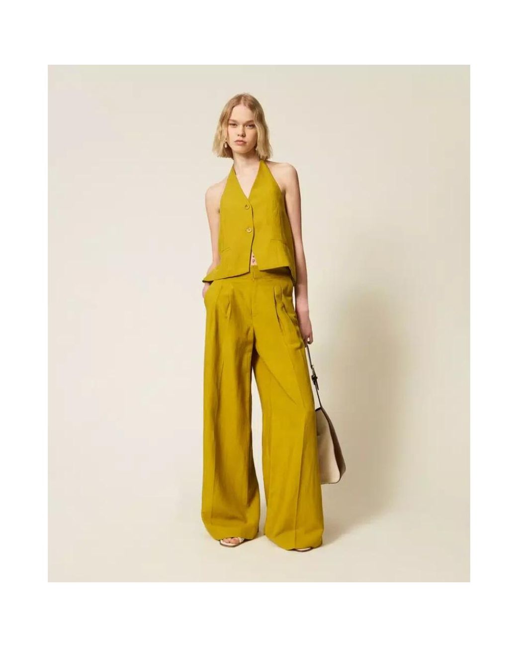 Twinset Yellow Wide Trousers