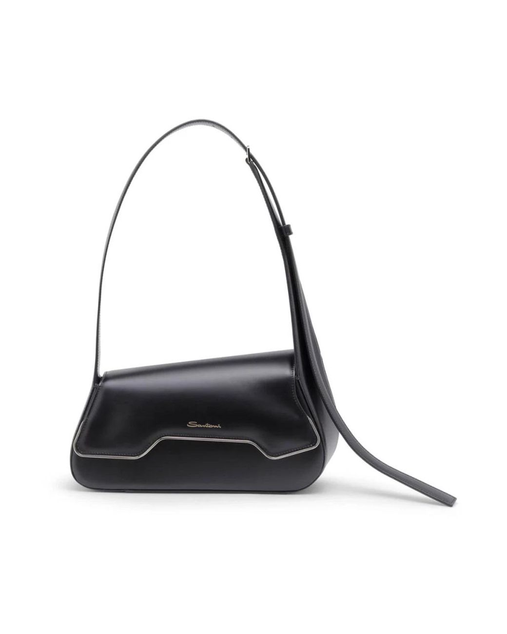 Santoni Black Leather Thepluto Bag