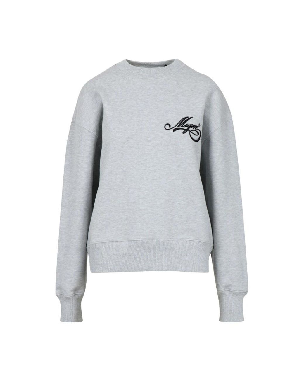 MSGM Cursive Logo Jersey Sweatshirt in het Gray