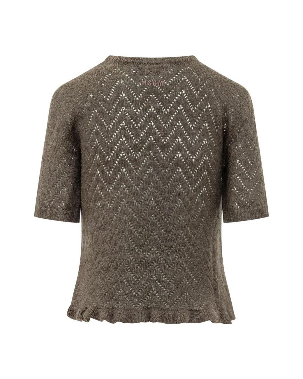 MSGM Gray Kurzarm-Strickoberteil