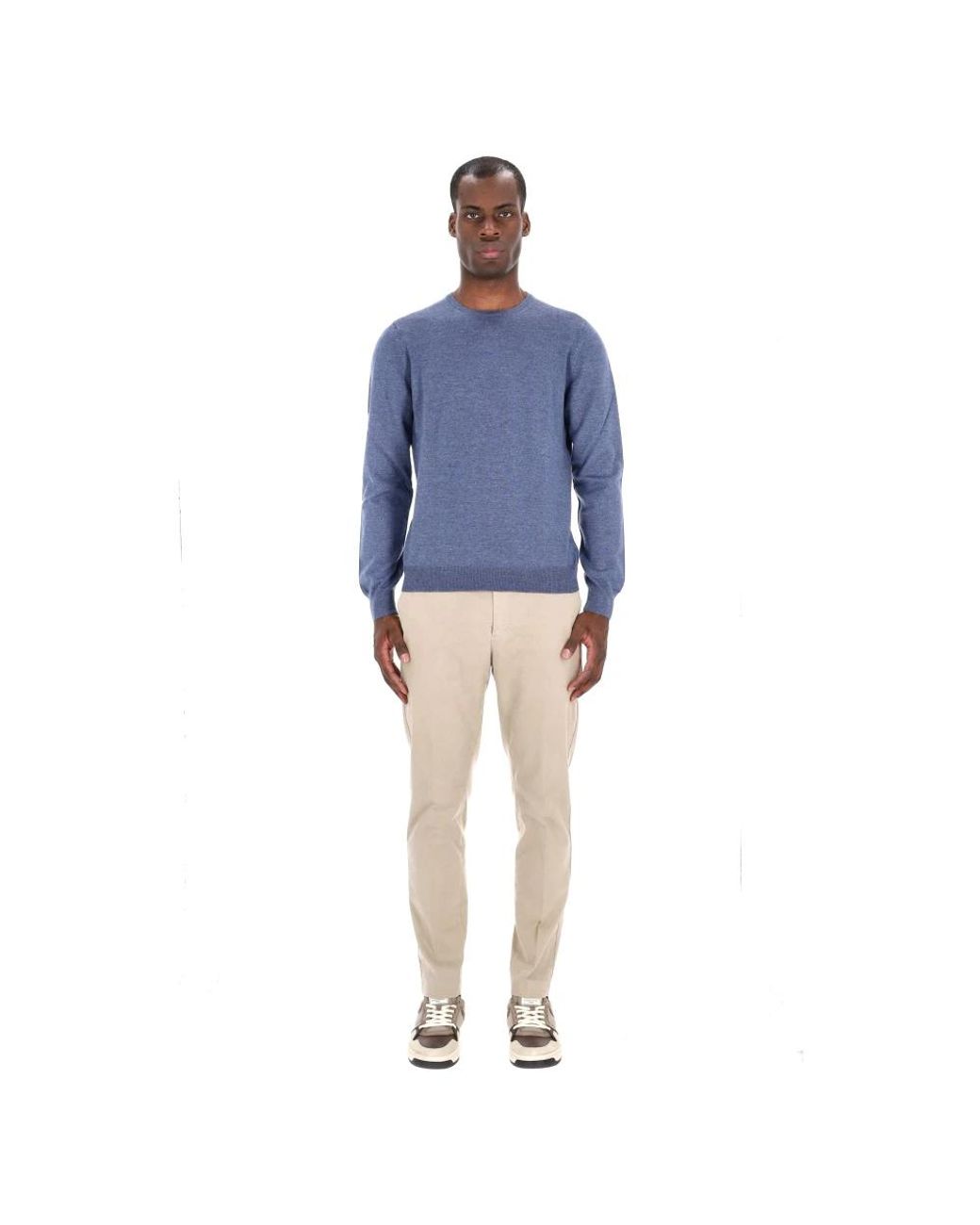 Barba Napoli Blue Round-Neck Knitwear for men