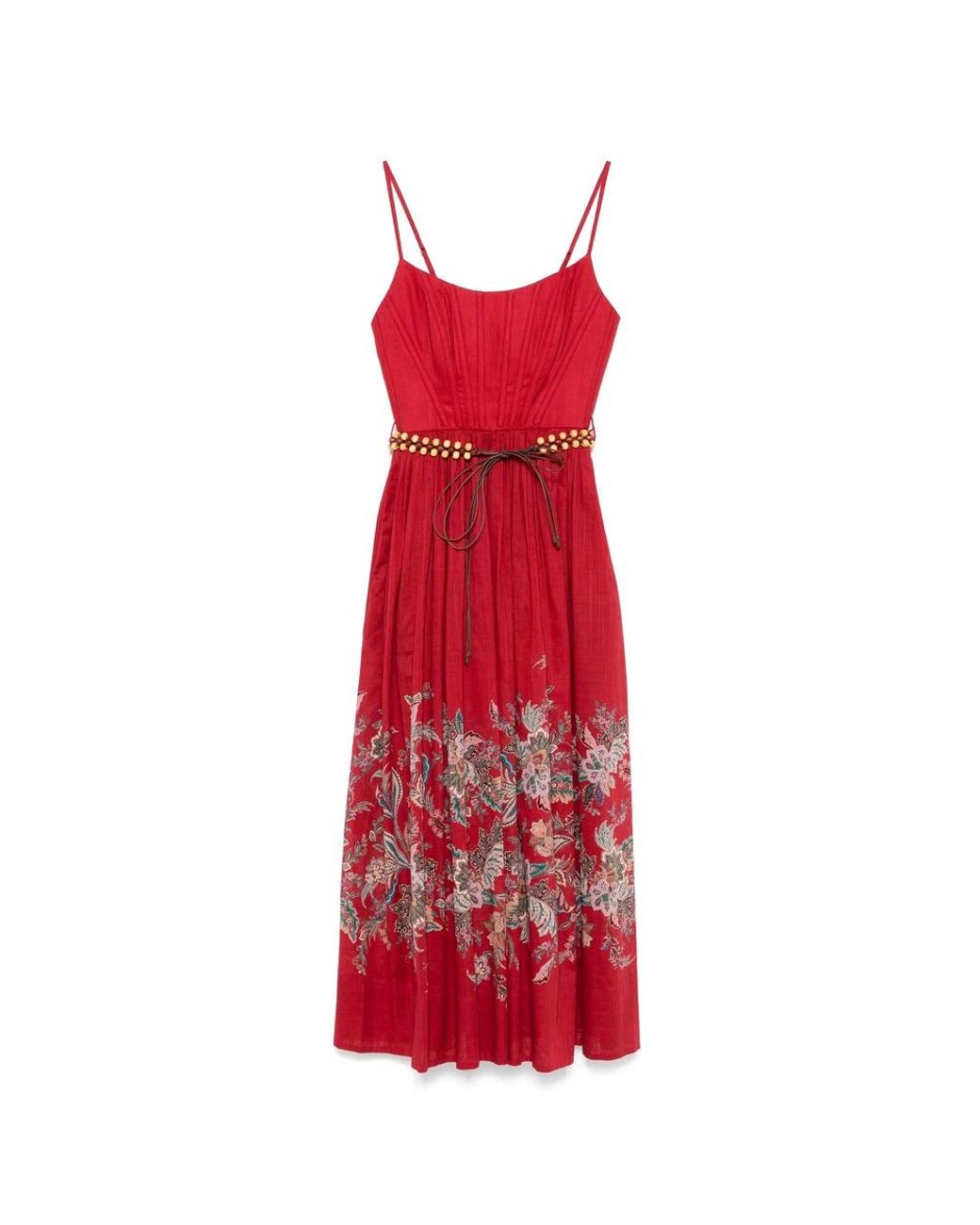Zimmermann Rhiannon Corset Midi Dress in het Red