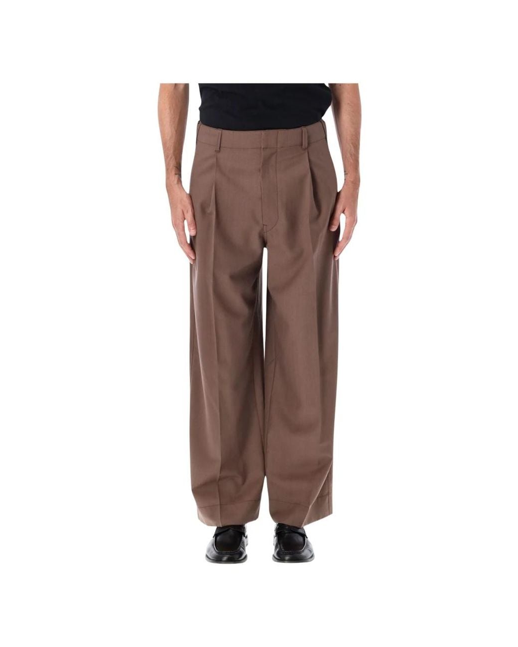 Lemaire Brown Wide Trousers for men