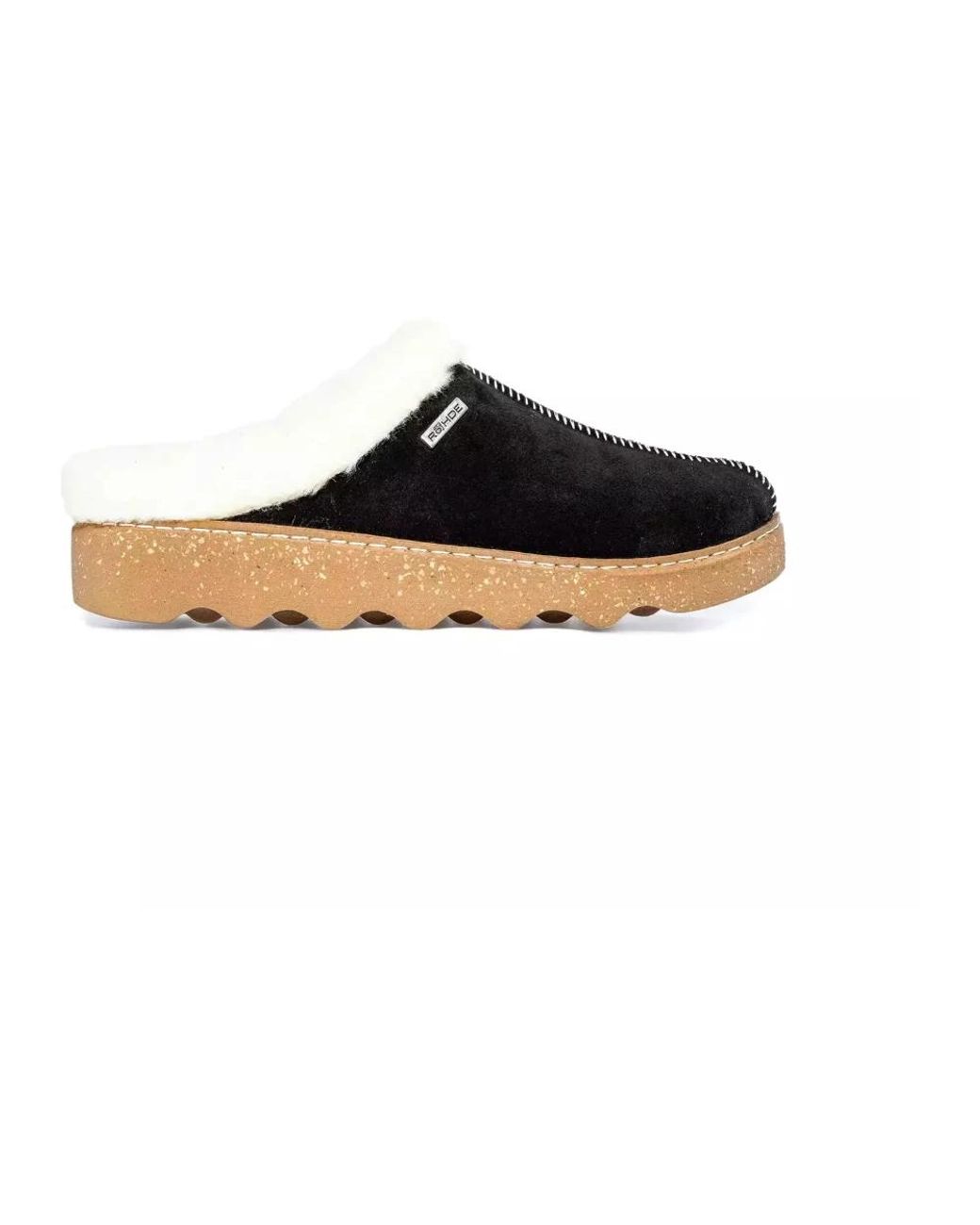 Rohde Schoenen ,Zwart ,Suède Zwarte Suède Pantoffels Met Warme Voering in het Black