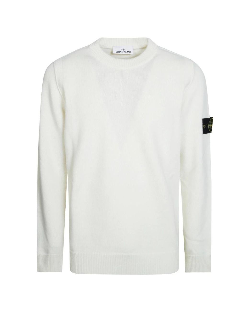 Stone Island White Round-Neck Knitwear for men